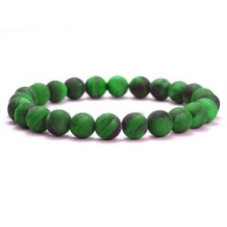 Bratara din Ochi de Tigru Verde 6mm, pe elastic, 19cm, sfere mate