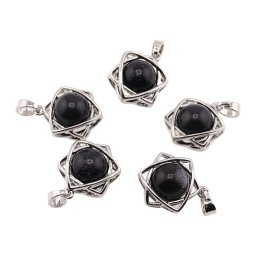 Pandantiv Steaua lui David din Goldstone albastru, 10mm