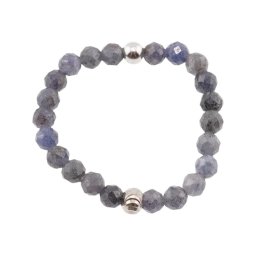 Inel pe elastic cu safir si argint 925, sfere fatetate 2-3mm