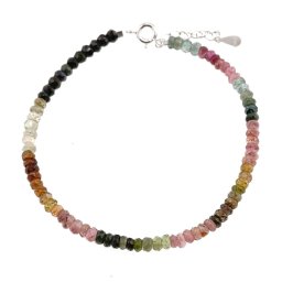 Bratara Turmalina multicolora discuri fatetate 3-4mm si argint 925