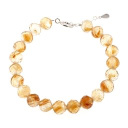 Bratara Citrin sfere fatetate 6mm si argint 925