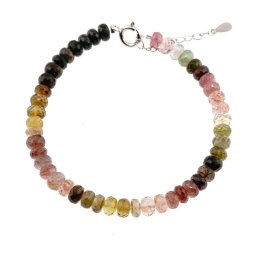 Bratara Turmalina multicolora discuri fatetate 6mm si argint 925, M2