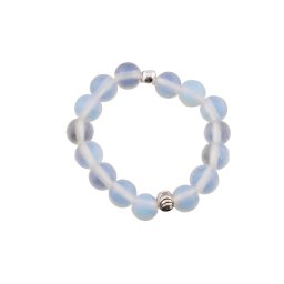 Inel pe elastic cu opalit si argint 925, sfere 4mm