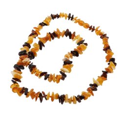 Colier din chihlimbar natural pentru adulti, chipsuri cu noduri 8-9mm, culoare - mix miere si cireasa