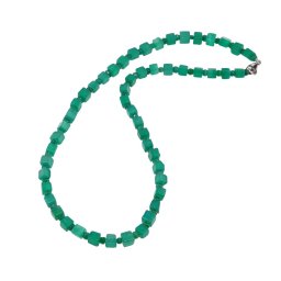 Colier onix verde cub 5-6mm si discuri fatetate 4mm