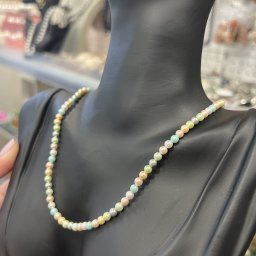 Colier Perle de Mallorca multicolore pastelate, sfere 4mm