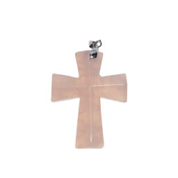 Pandantiv din Cuart roz cruce, 55mm