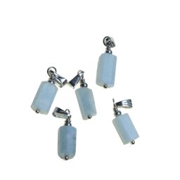 Pandantiv cristal natural Acvamarin brut tubular, 24mm
