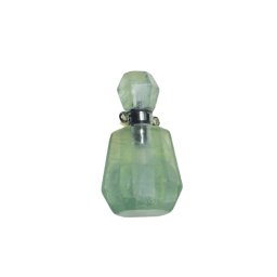 Pandantiv cristal natural Fluorit verde sticluta model 2 cu agatatoare argintie, 4,2cm