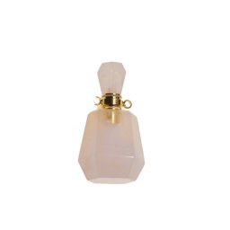 Pandantiv cristal natural Cuart roz sticluta model 3 cu agatatoare aurie, 3,6cm