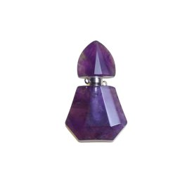 Pandantiv cristal natural Ametist sticluta model 2 cu agatatoare argintie, 4,5cm