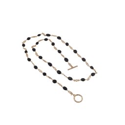 Colier reglabil Turmalina neagra, Zircon si metal auriu, 4-8mm