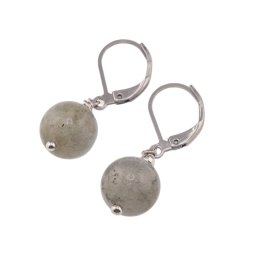 Cercei cu agatatoare labradorit, sfere de 10mm si bumb gravat