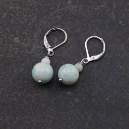 Cercei cu agatatoare Amazonit Rusia, sfere de 10mm si 4mm