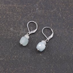Cercei cu agatatoare acvamarin, cub fatetat de 8mm si sfera de 4mm