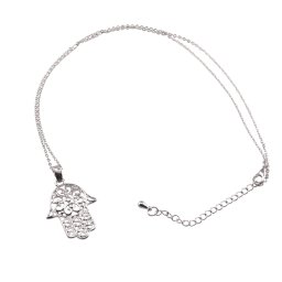 Colier model mana Fatimei, metal argintiu, 43cm