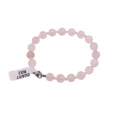 Bratara Cuart roz sfere fatetate 7-8mm si discuri fatetate 3mm