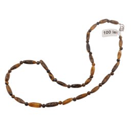 Colier cristale naturale Ochi de tigru tub 10-14mm si sfere 4mm