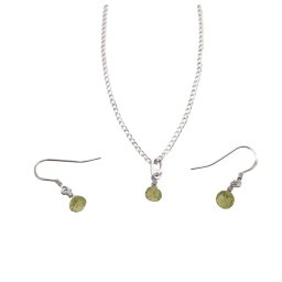 Set Cercei cu agatatoare si pandantiv Peridot briolete si Argint 925, 5-6mm