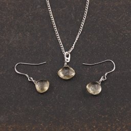 Set Cercei cu agatatoare si pandantiv Cuart lemon briolete si Argint 925, 9-11mm