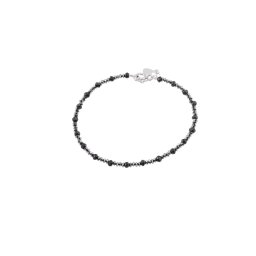 Bratara Turmalina neagra si Hematit discuri fatetate cu Argint 925 model 1, 2-3mm