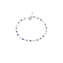 Bratara Lapis Lazuli si Acvamarin sfere fatetate cu Argint 925, 2-3mm