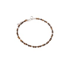 Bratara Ochi de tigru si Pirita sfere fatetate cu bumbi gravati Argint 925, 2-3mm