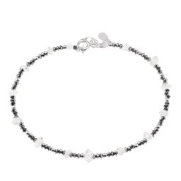 Bratara unicat cu Diamant Herkimer si Hematit discuri, argint 925