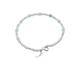 Bratara Opal albastru si Amazonit discuri fatetate cu Argint 925, 3-5mm
