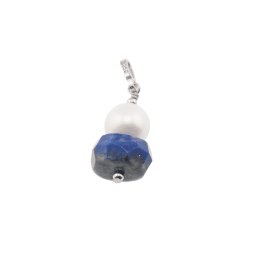 Pandantiv cristale naturale Lapis Lazuli si perle de cultura cu argint 925