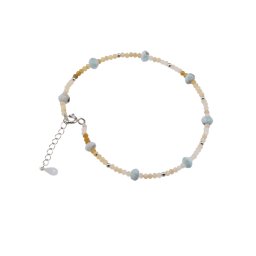 Bratara Opal galben si Larimar discuri fatetate cu Argint 925, 2-5mm