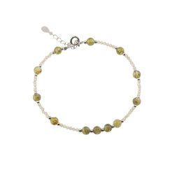 Bratara Peridot sfere fatetate si sfere cu Argint 925, 2-4mm