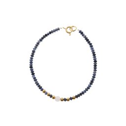 Bratara Safir discuri fatetate si Cuart roz, elemente inox auriu, 3-4mm