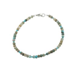 Bratara Turcoaz natural discuri fatetate 4mm si sfere 2mm