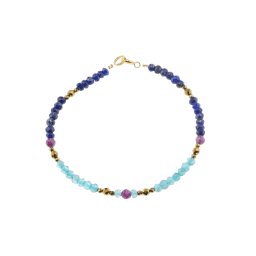 Bratara Lapis Lazuli, Apatit, Rubin si Hematit auriu discuri si sfere fatetate, 2-4mm