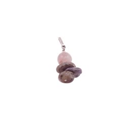 Pandantiv Kunzit sfera 8mm si Charoit turtit 8-11mm cu Argint 925