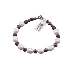 Bratara din cristale naturale Granat si Perle de cultura, 4-10mm