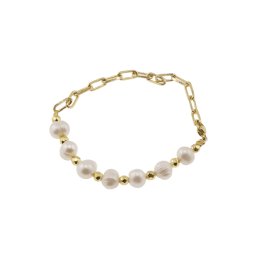 Bratara Perle de cultura si Hematit auriu, 4-8mm