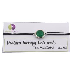 Bratara Therapy Onix verde patrat cu montura aurie