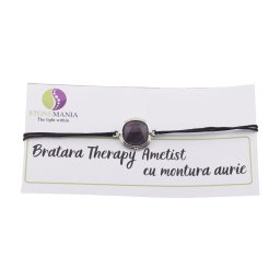 Bratara Therapy Ametist patrat cu montura aurie