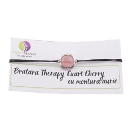 Bratara Therapy Cuart Cherry patrat cu montura aurie
