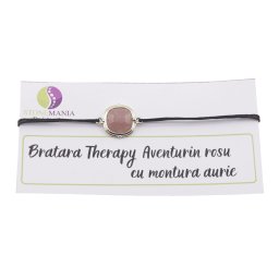 Bratara Therapy Aventurin rosu patrat cu montura aurie