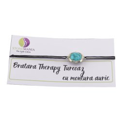 Bratara Therapy Turcoaz patrat cu montura aurie