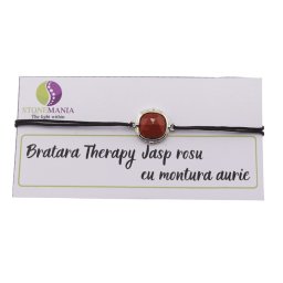 Bratara Therapy Jasp rosu patrat cu montura aurie