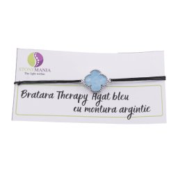 Bratara Therapy Agat bleu trifoi cu montura argintie
