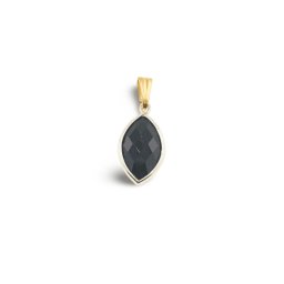 Pandantiv Obsidian oval ascutit cu montura aurie, 22mm