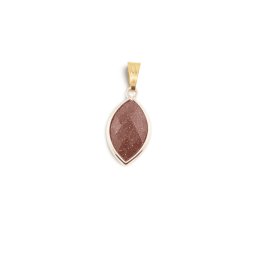 Pandantiv Goldstone oval ascutit cu montura aurie, 22mm