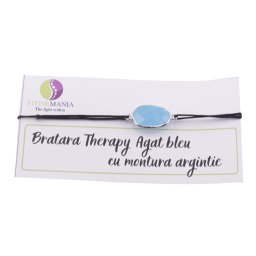 Bratara Therapy Agat bleu oval cu montura argintie