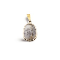 Pandantiv Agat dendritic oval cu montura aurie, 20mm