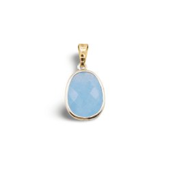 Pandantiv Agat bleu oval cu montura aurie, 20mm